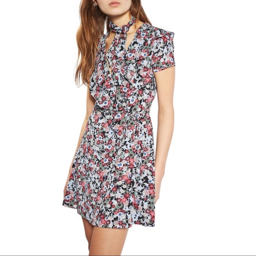 TOPSHOP Sky Floral Wrap Dress